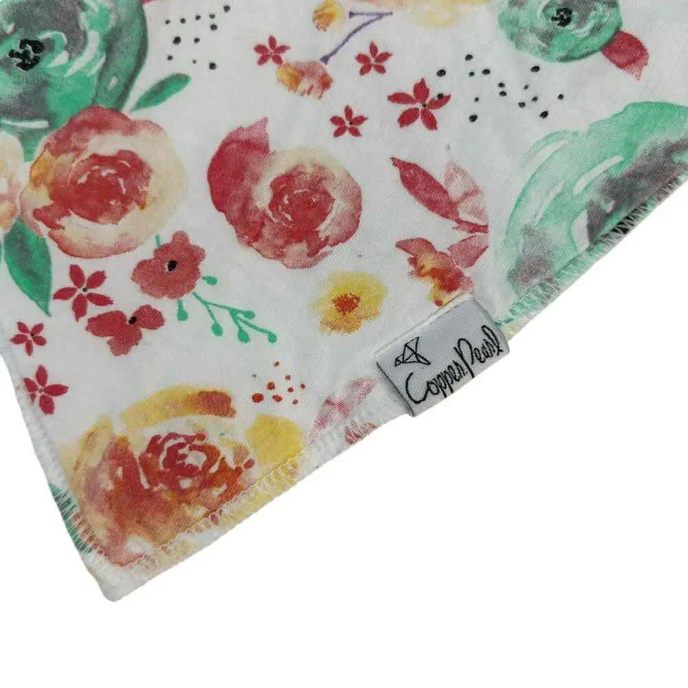 Copper Pearl Multicolor Watercolor Floral Print Fleece Lined Bib One Size